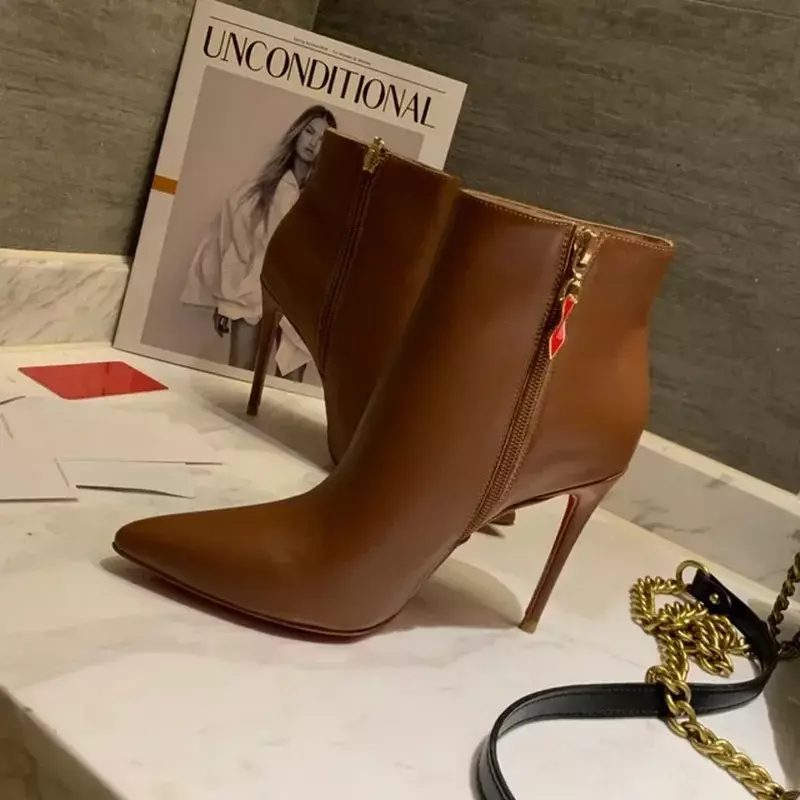 Najwyższej jakości damskie buty na wysokim obcasie Luksusowa moda damska Crystal Glisten Red Sole Shoes Classic Retro Designer 0-12cm High Heel Boots