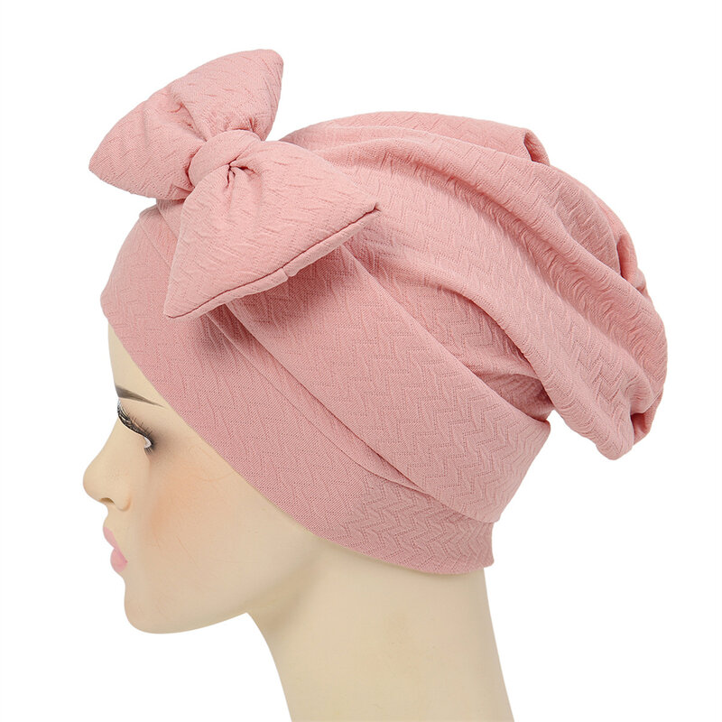 Bonnet de turbante com grande arco para mulheres, boné de quimioterapia, hijab muçulmano, lenço, chapéu de perda de cabelo, bandanas largas, bandana, turbante para mulheres