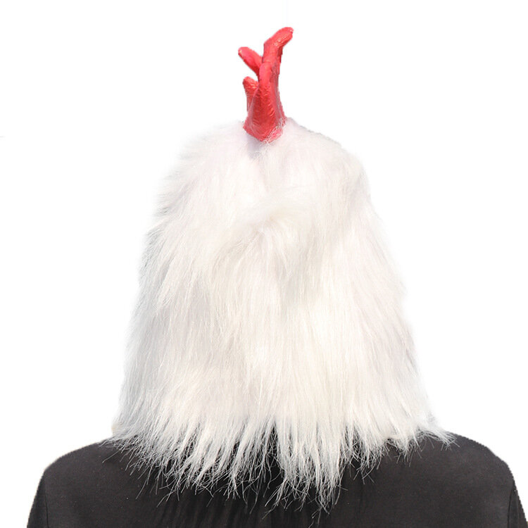 Maski zwierząt realistyczny z włosami biały kogut maska na głowę rekwizyty sceniczne maskarady