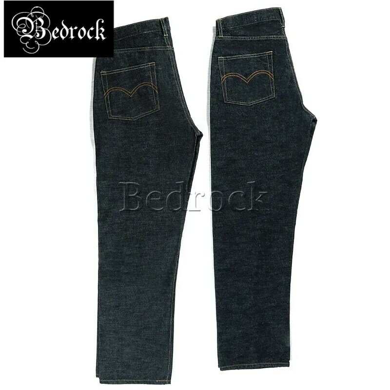 Nuovi jeans in Denim grezzo di colore primario pesante da 15 once pantaloni casual da uomo a gamba dritta con rialzo di mucca jeans in denim cimosa per uomo