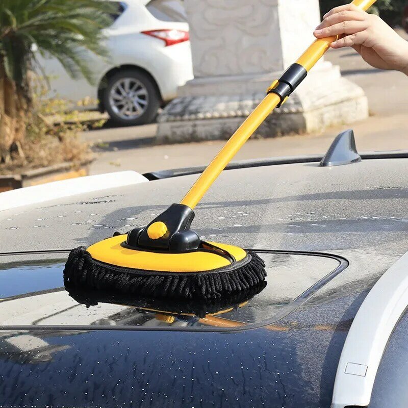 Zestaw szczotka do mycia samochodu mopa z czyszczenie samochodu na tyczce zestaw teleskopowy długi uchwyt Mop do czyszczenia miotła szenilowa akcesoria samochodowe