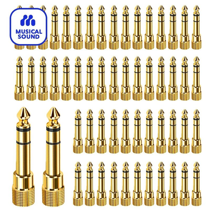 4/8/12/50Pcs Stereo Audio Adapter Plug Gold-Plated Pure Copper 6.35mm (1/4 inch) Male to 3.5mm (1/8 inch) Female Headphone Jack