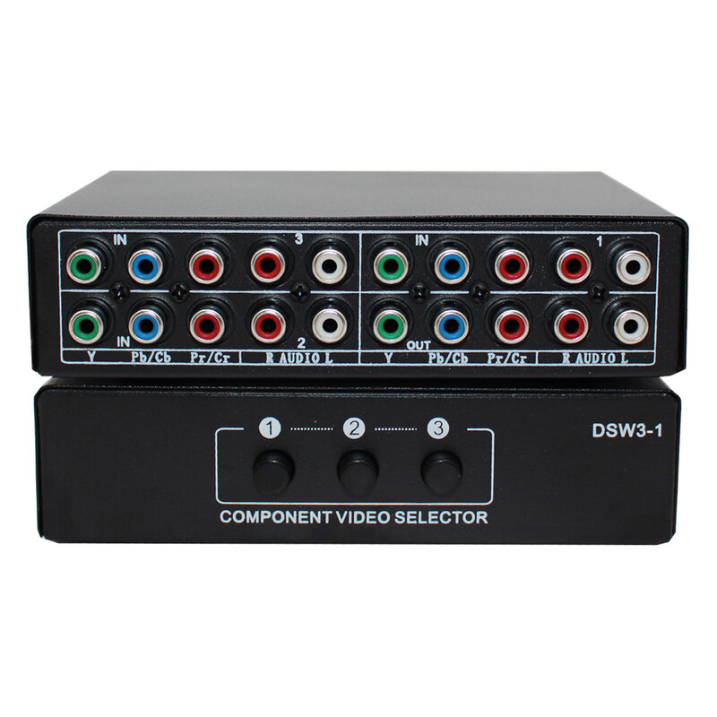 5 RCA 3 Way Ypbpr RGB Tombol Komponen Selector AV Switcher