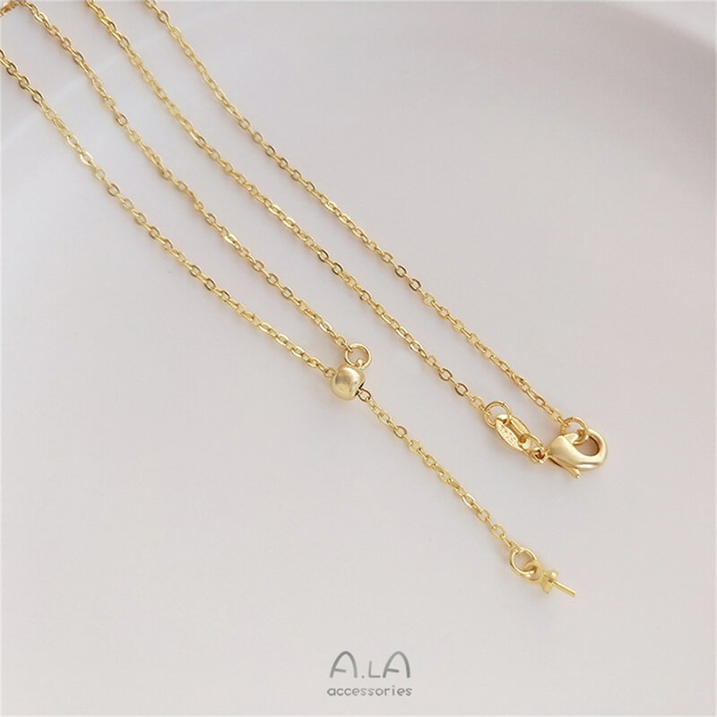 14K Gold-filled with Plastic Beads Adjustable Y-shaped Half-hole Pearl Empty Rest Pendant Clavicle Chain DIY Simple Necklace B75