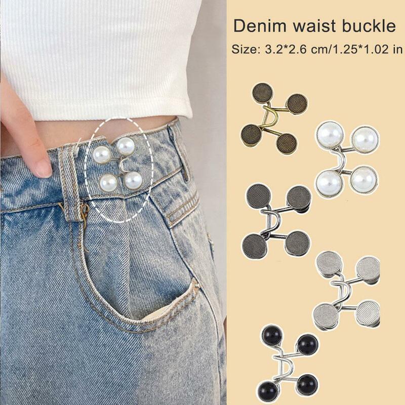 Sem costura ajustável jean botão pinos apertar cintura pin jeans casaco calças ajuste da cintura pino destacável jean botão pinos