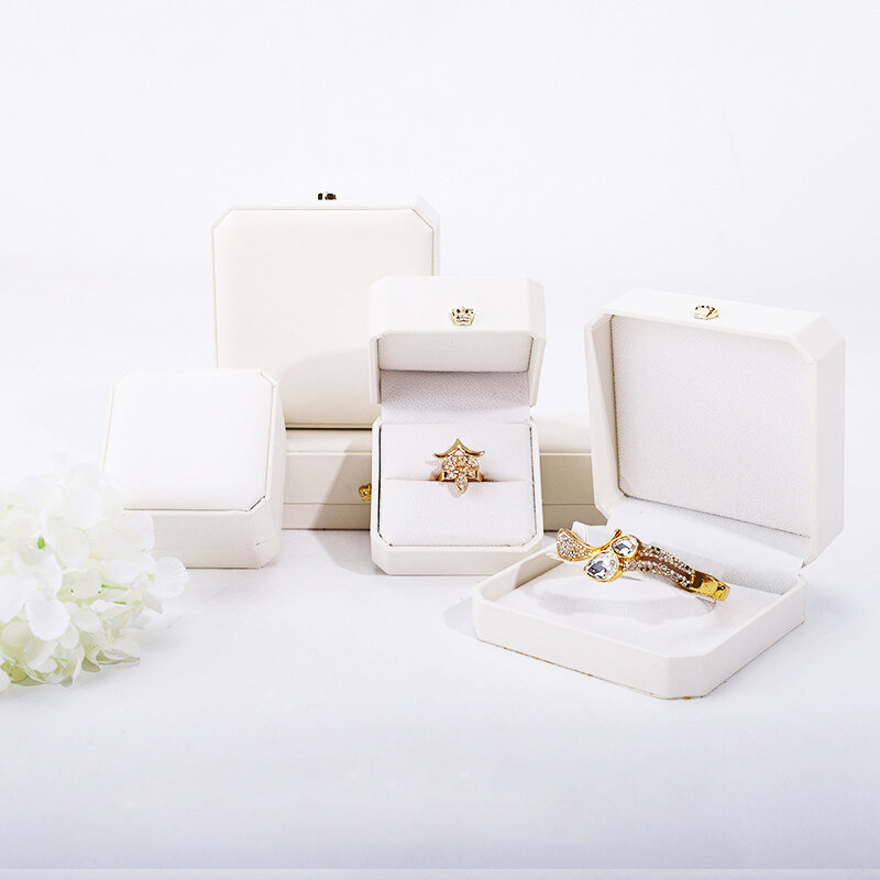 Korona Octagon PU skóra organizator na biżuterię pudełko na pierścionek naszyjnik bransoletka bransoletki pudełko dla kobiet opakowanie na biżuterie