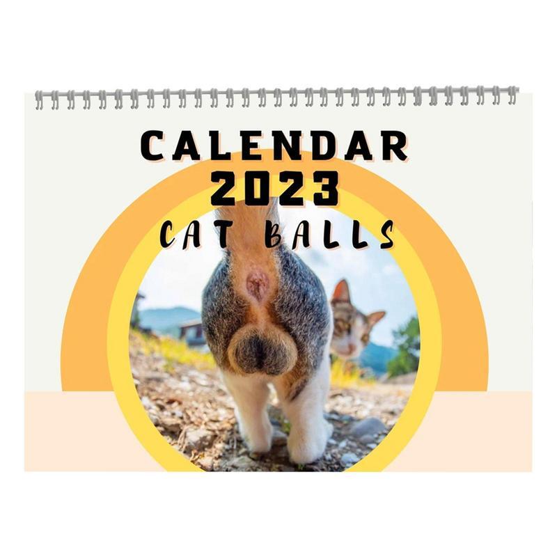 Gatos Buttholes Balls Calendar, Animal Cat Calendar, Home Living Room Decoration, Presentes de Natal para amantes de gatos, Ano Novo, 2023
