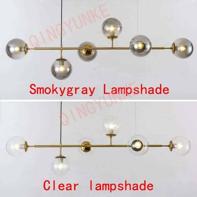 Iron Led Pendant Lights Glass Ball Lamp Shades Hanging Lamp Home Decoration Accessories Living Dine Room Kitchen Lustre Fixtures