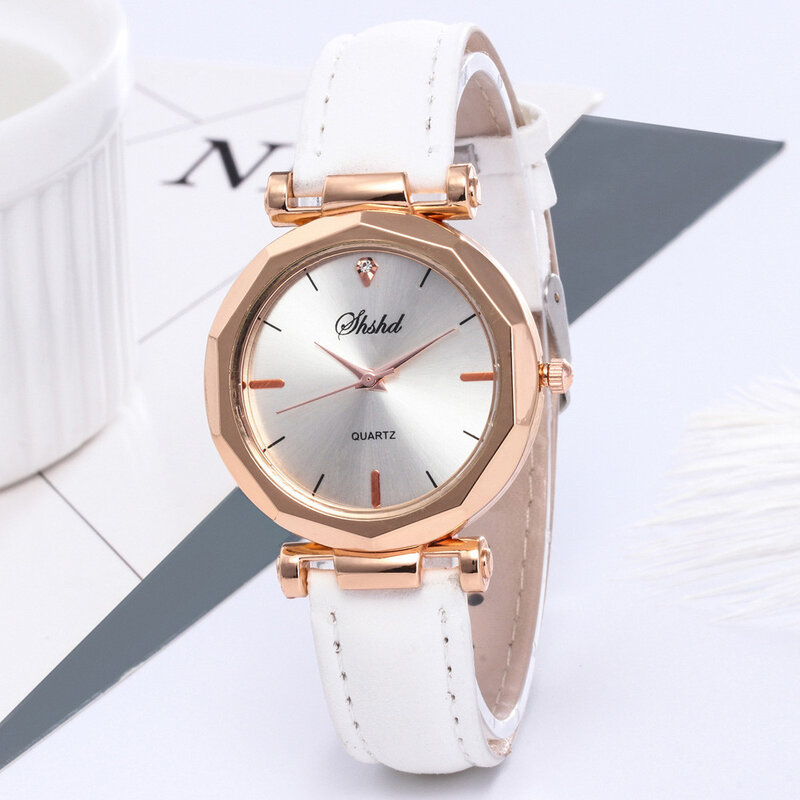 Reloj de pulsera de cristal de cuarzo analógico para mujer, Reloj de moda, correa de cuero, silueta sofisticada, Reloj informal, lujo
