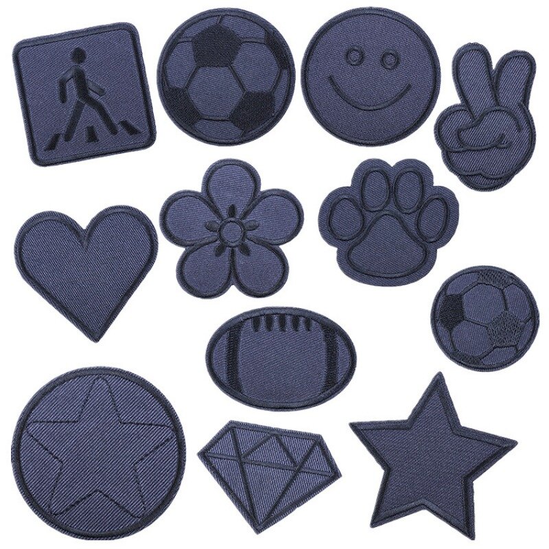 Reflective Leather Embroider Badge Adhesive Heat Patch DIY Mixed Twill Fabric Label for Cloth Jeans Bag Skirt Jacket Sew Sticker