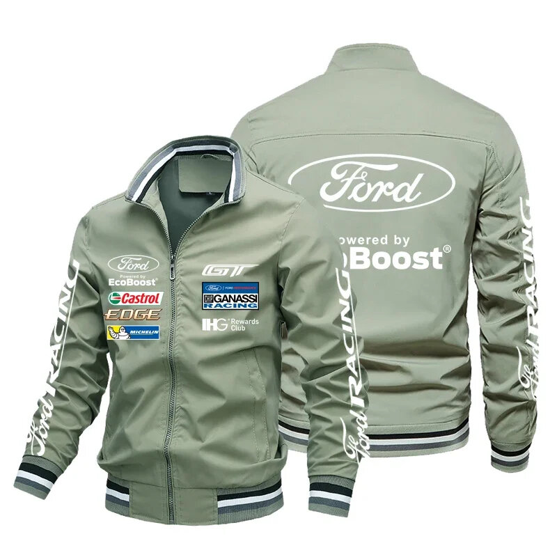 Men's zippered jacket and sports shirt, customized casual jacket with car brand logo, suitable for autumn 2024