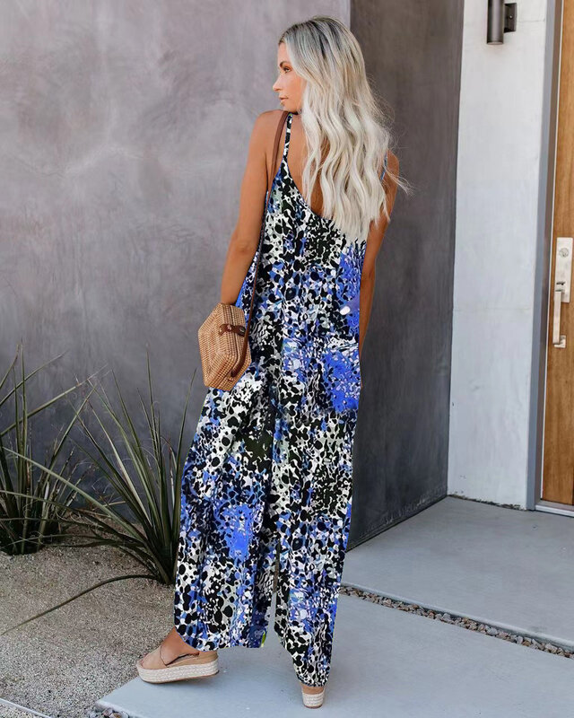 Hot Selling Summer Women's Fashion New Arrival Casual Loose Suspenders Wide Leg Jumpsuit Ladies Clothes Daily Wear Jumpsuit Sets