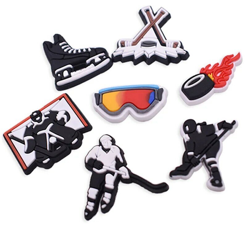 1pc Popular Hockey  Shoe Accessories PVC Shoe Buckle Decoration Designer for Croc Shoe Charms for Hockey Fans Player