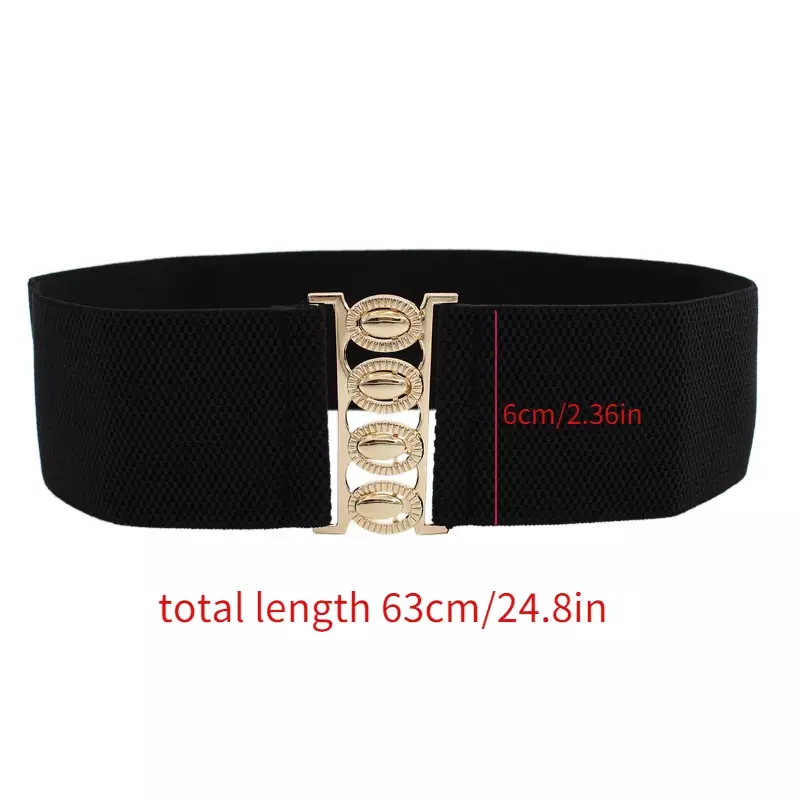 Wide Elastic Belt Solid Color Metal Buckle  Corset Belt Lady Fashion Cummerbands Stretch Cinch Waistband Women Waist Belt