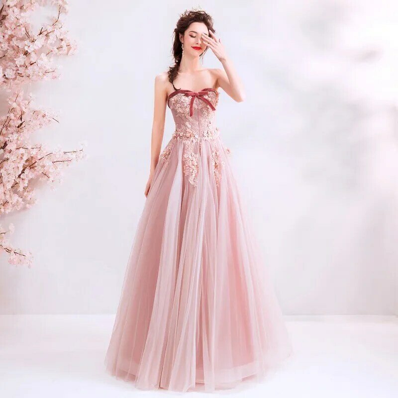 女性のためのピンクのコーラルのロングドレス,ストラップの特別な機会のためのボールガウン,マタニティドレス