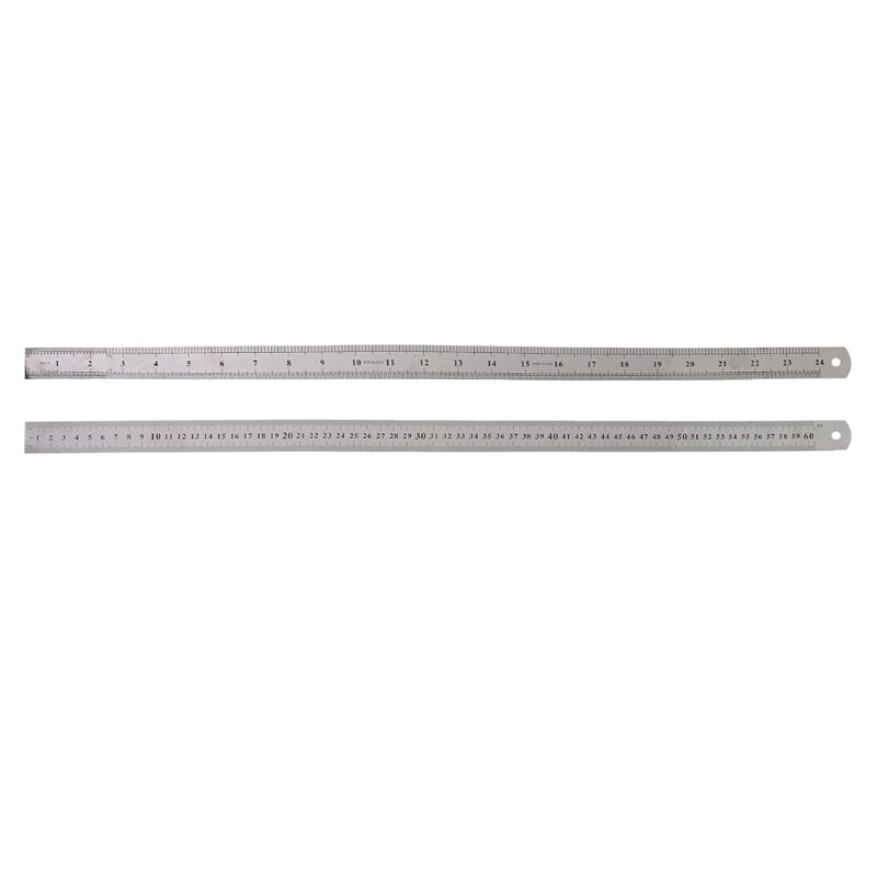 Regla de medición de metal de 24 pulgadas/60 cm con graduaciones en pulgadas y cm Acero inoxidable