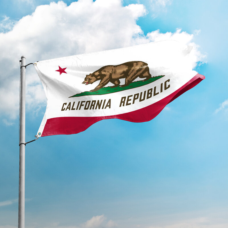Califórnia bandeira 3 * 5ft 90*150cm eua estados bandeiras design personalizado interior ao ar livre decoração bandeira poliéster resistência uv duplo ponto