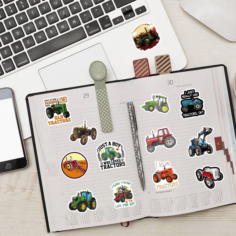 10/30/60Pcs Farm Tractor Stickers For Suitcase Skateboard Laptop Luggage Phone Car Styling DIY Decal Pegatinas
