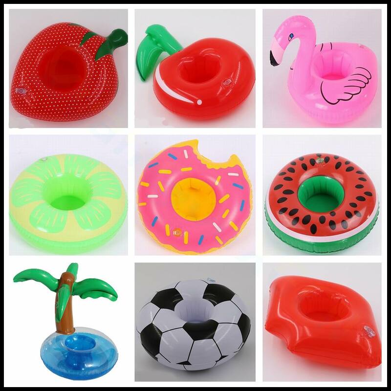 strawberry Floating Cup Holder Pool Swimming baby Toys Party Beverage Boats diamond ring flamingo fruit Inflatable Drink Holder