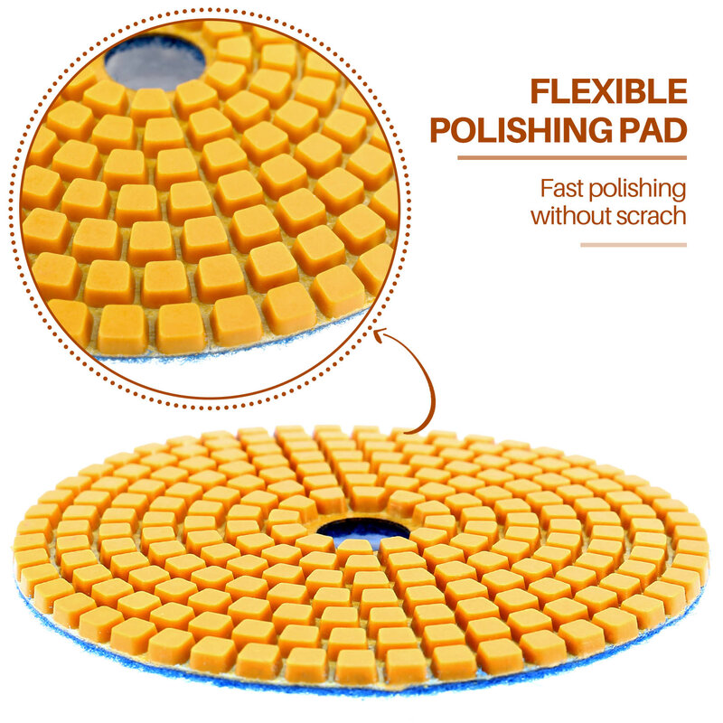 Diamante Flexível Wet and Dry Polishing Pads, 3 Step Floor Polish para Stone Marble Tile, 100mm, 3 Pcs