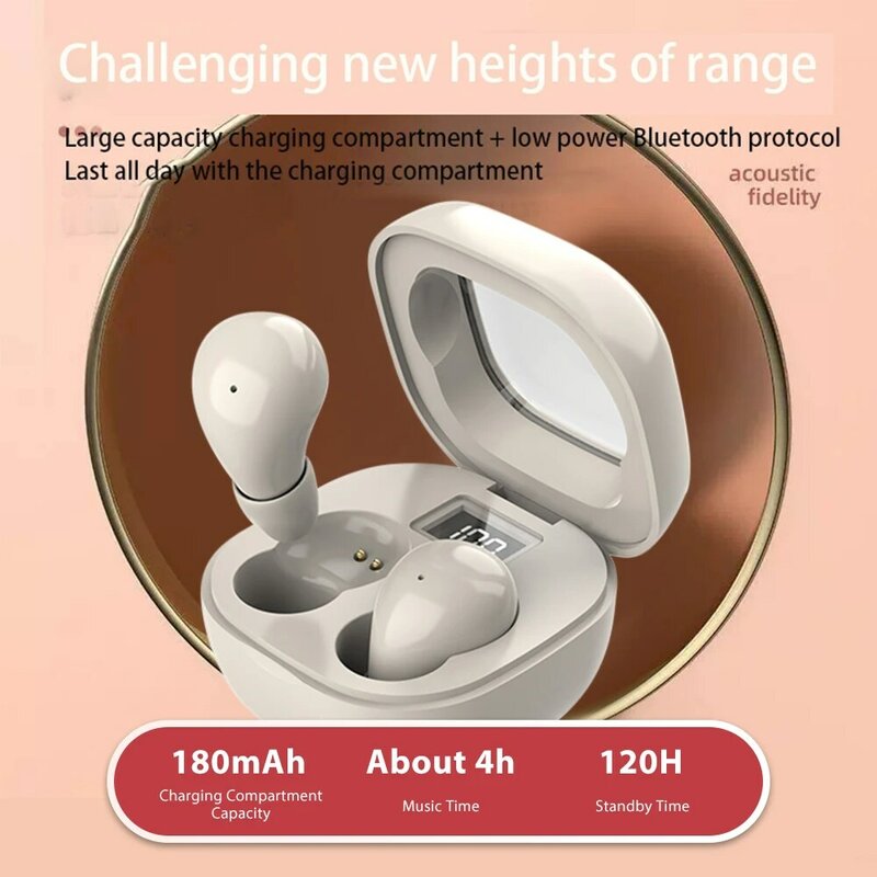 Mini fones de ouvido invisíveis com redução de ruído, fones de ouvido sem fio, estéreo hifi, TWS, Bluetooth 5.3, fones de ouvido para iPhone e Xiaomi