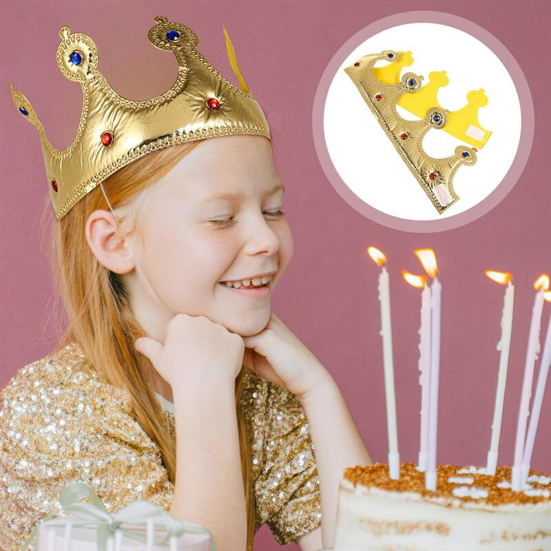 1PC Birthday Crown Hats Girl Queen Hat Boys King Kids Adult Party Hats Party Decorations Crown Supplies Golden Silver 2 Colors