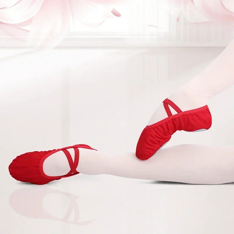 Zapatillas de Ballet de lona para mujer, zapatos de baile para niñas y adultos, suela dividida, gimnasia, Yoga