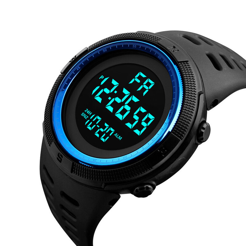 Utthai C26 jam tangan elektronik Digital pria, jam tangan olahraga multifungsi Dial besar 49mm menyala dalam gelap untuk pria