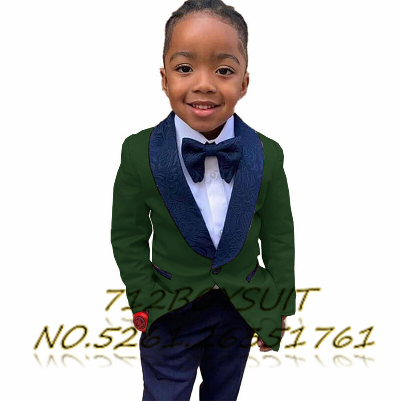 Boys Suit Jacket Pants 2 Piece Set Wedding Fashion Party Dresses Kids Floral Blazer Set Tuxedo for Child