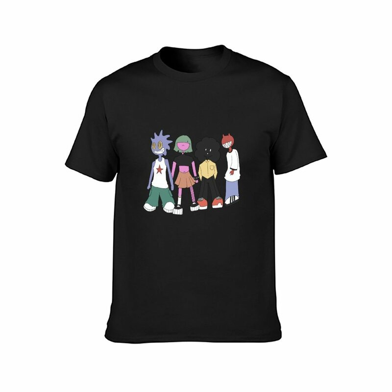 Camiseta Anime de Manga Curta Masculina, Camiseta Preta, Estampado Animal, Costumes, Projete Seu Próprio, Liso, Preto, Banda