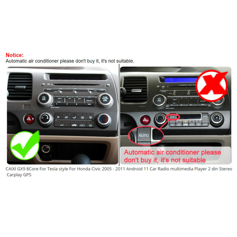 Fascias d'autoradio pour Honda Civic, cadre de limitation de style de placements, lecteur vidéo, navigation DVD, garniture de panneau, 9.7 pouces, 2 Din, 2006-2011