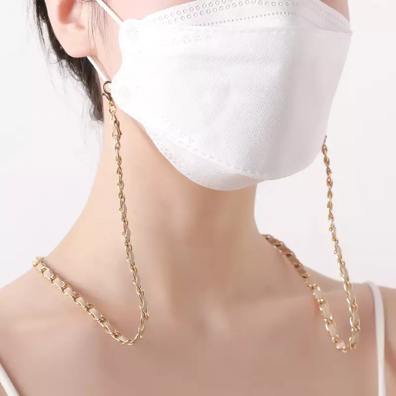 Correa de cuello de cadena de gafas Retro para mujer, soporte de máscara de gafas de sol de PU antipérdida, cordón de moda, 2024