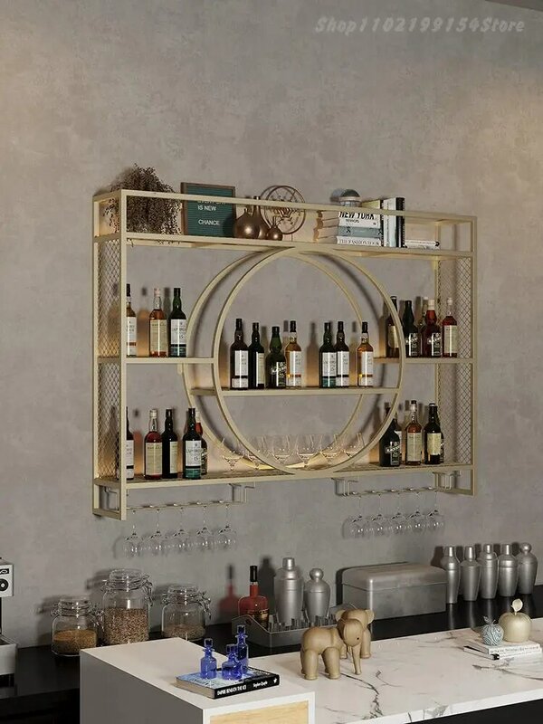 Estante de vino colgante de Metal, diseño rojo, restaurante de pared, pequeño gabinete de vino de pared, exhibición colgante, decoración de Wijnrek