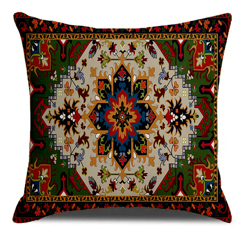 Stile bohémien motivo colorato stampato morbido quadrato federa in misto lino fodera per cuscino federa soggiorno decorazioni per la casa