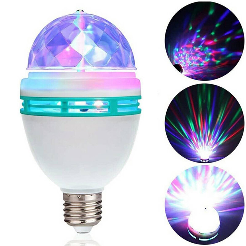 E27 Stage Lamp LED Bulb RGB Lamp Colorful Rotating Light Bulb Magic Color Projector Auto Rotating Stage Light For Holiday Party