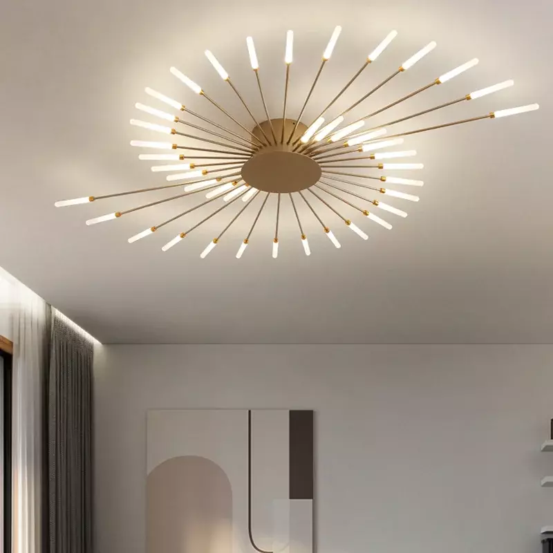 Nordic Gold โคมไฟระย้า LED โคมไฟเพดานสำหรับห้องเรียนห้องนอน Foyer ห้องครัว Villa Apartment ในร่ม Lampu Penerangan Rumah