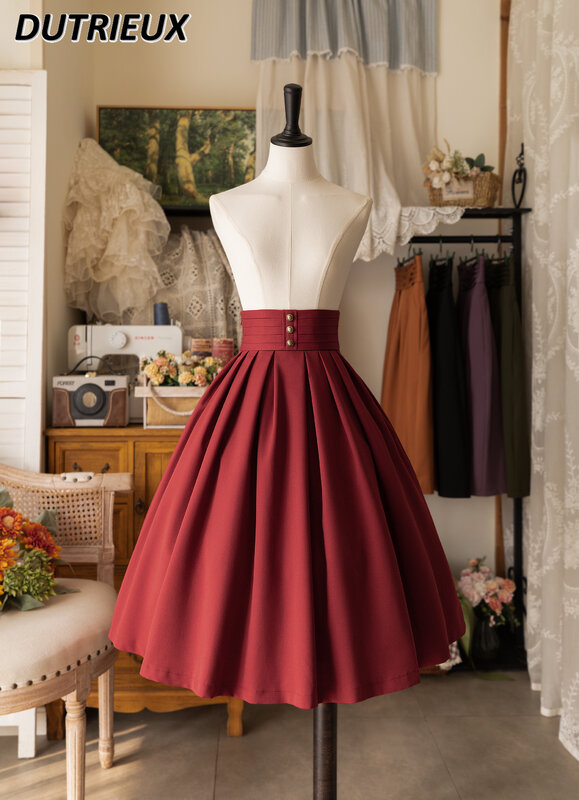 Eleganckie Casual wiosenna i jesienne spódnice damskie pasujące 2024 nowe jednolity kolor prosta damska spódnica do połowy długości