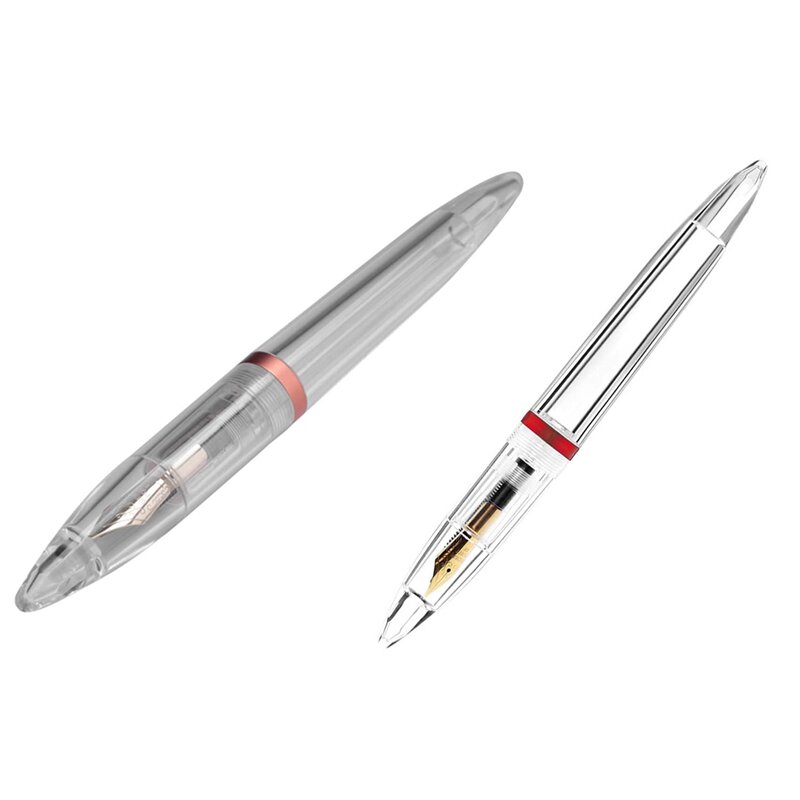 Stylo plume avec compte-gouttes, stylos transparents, haute capacité, bureau et école, or rose et rouge, 2X, 0.5mm
