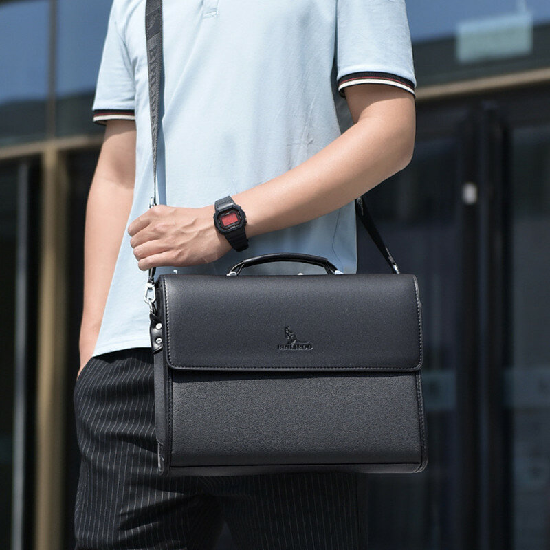 Maleta masculina de couro PU, bolsa de luxo flip, alta qualidade, bolsa para laptop, escritório, macho, ombro, crossbody