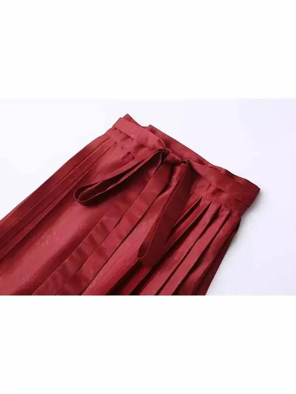 Falda Midi plisada ancha informal para Mujer, falda de cintura alta con cordones, estilo chino, diseño estampado, moda elegante, nuevo