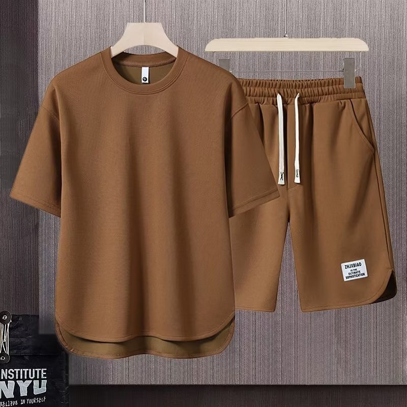 Conjunto de dos piezas de moda coreana para hombre, camiseta de manga corta y pantalones cortos, conjuntos sueltos, ropa de diseñador, chándales de verano