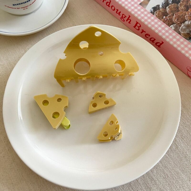 Yellow Cheese Grab Clip Sweet Headdress Plastic Hollow Hairpins Triangle Small Side Clip Hair Ornament