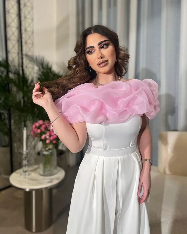 Różowa suknie balowe z dekoltem z odkrytymi ramionami dla kobiet z arabii 2023 formalna okazja suknie balowe wykonane na zamówienie suknie koktajlowe