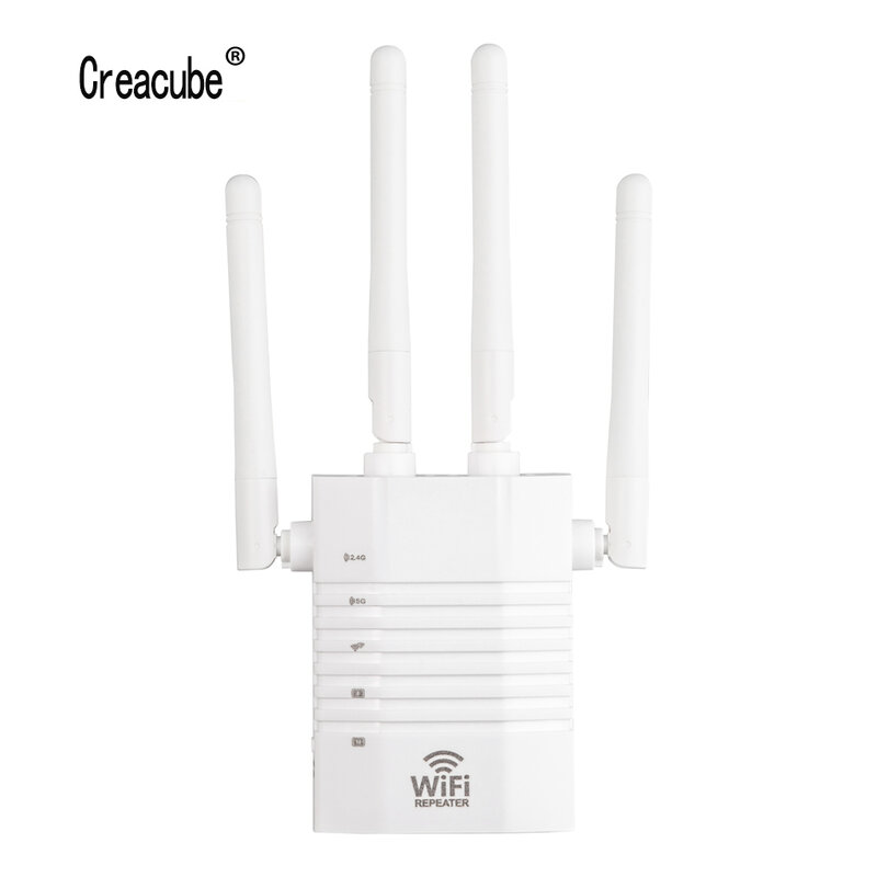 Creacube 1200M WiFi Repeater WiFi Extender Wireless WiFi Booster Wi Fi Amplifier Wi Fi Signal Repeater Wi-Fi 5G Dual Band AC