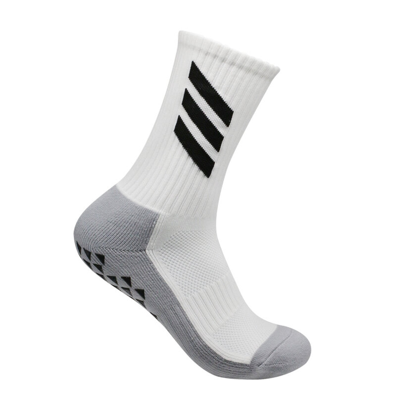 A pair of men's and women's glued non slip sports football cycling socks with thickened towel soles and long tube socks