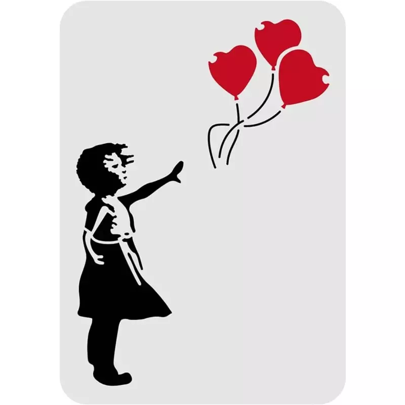 Balloon Stencil A4 Size The Human with a Balloon Banksy Stencil Rectangle Reusable Banksy Painting Stencil for Walls and Crafts