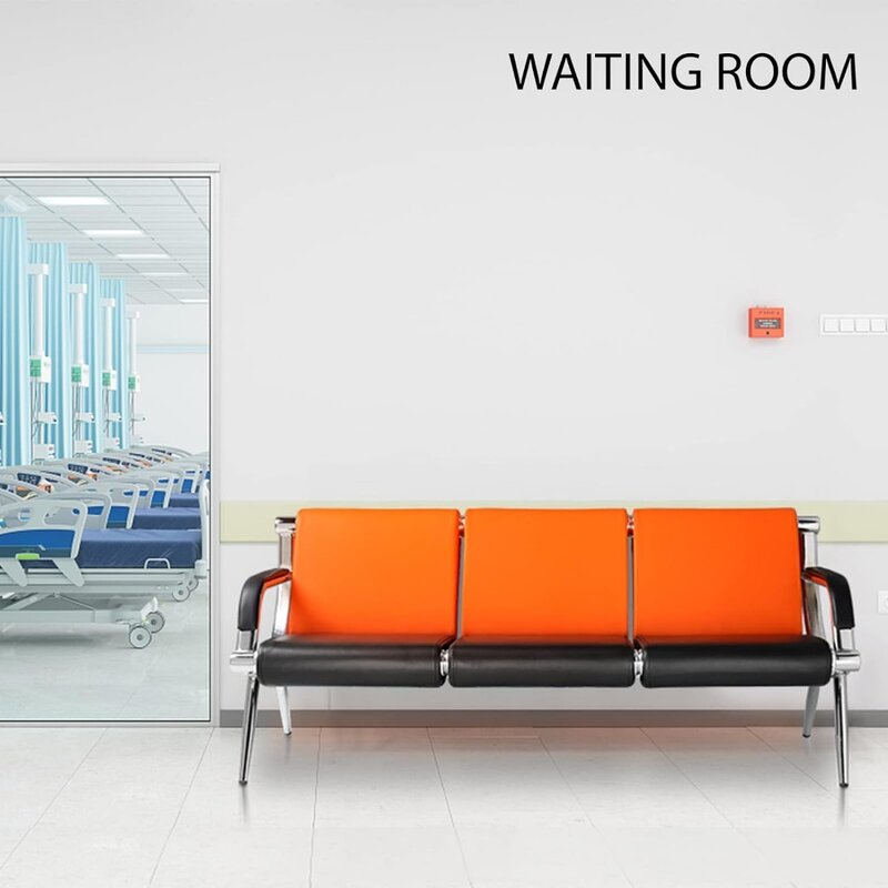 OmySalon-Banc de salle d'attente 3 places, banc de réception, chaise de bureau avec accoudoir, corrigé par chaise, conférence