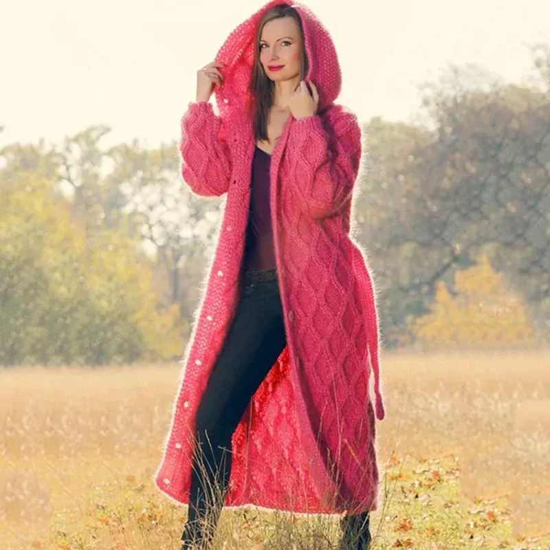 Свитер 2023, женский свободный вязаный кардиган, Женская осенне-зимняя длинная трикотажная одежда