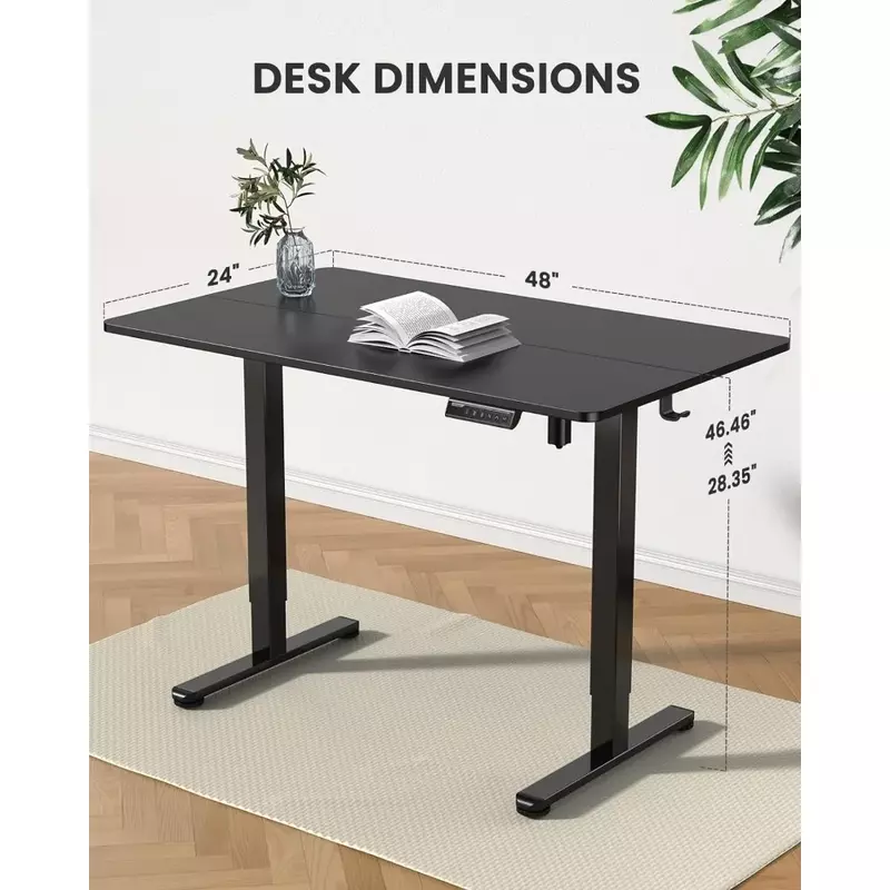 Height Adjustable Electric Vertical Office Desk, 48 X 24 Inch Sitting Desk, Memory Computer Home Office Desk (black)