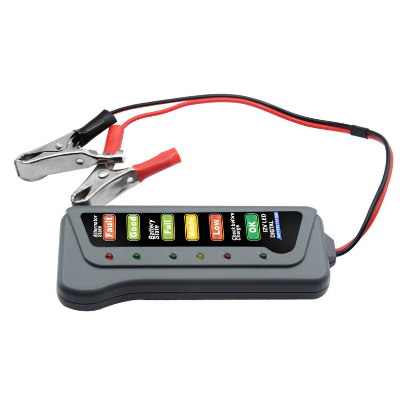 Probador de alternador de batería Digital de 12V con pantalla de 6 luces LED probadores de batería con probador de líquido de frenos